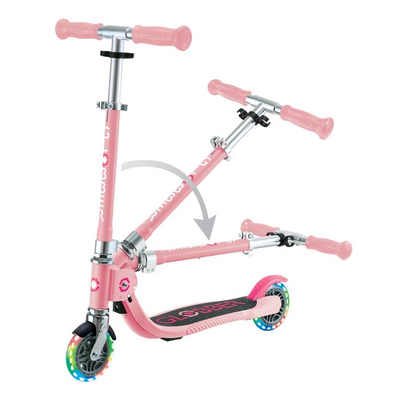 Детска сгъваема тротинетка с две светещи колела Globber Flow Foldable Junior Lights - розова - Image 4