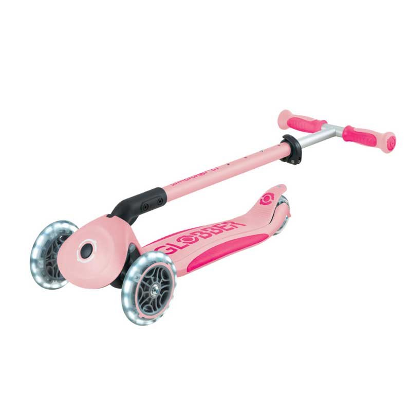 Детска сгъваема тротинетка с родителски контрол Globber Go Up Deluxe Flash Lights, розова - Image 5