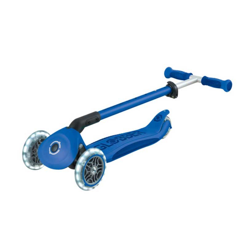 Детска сгъваема тротинетка с родителски контрол Globber Go Up Deluxe Flash Lights, тъмно синя - Image 5