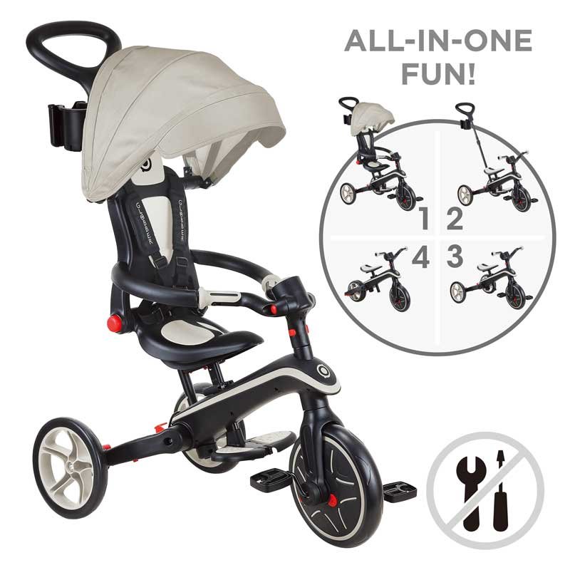 Детска триколка 4 в 1 GLOBBER EXPLORER TRIKE FOLDABLE, сгъваема, бежов цвят - Image 8