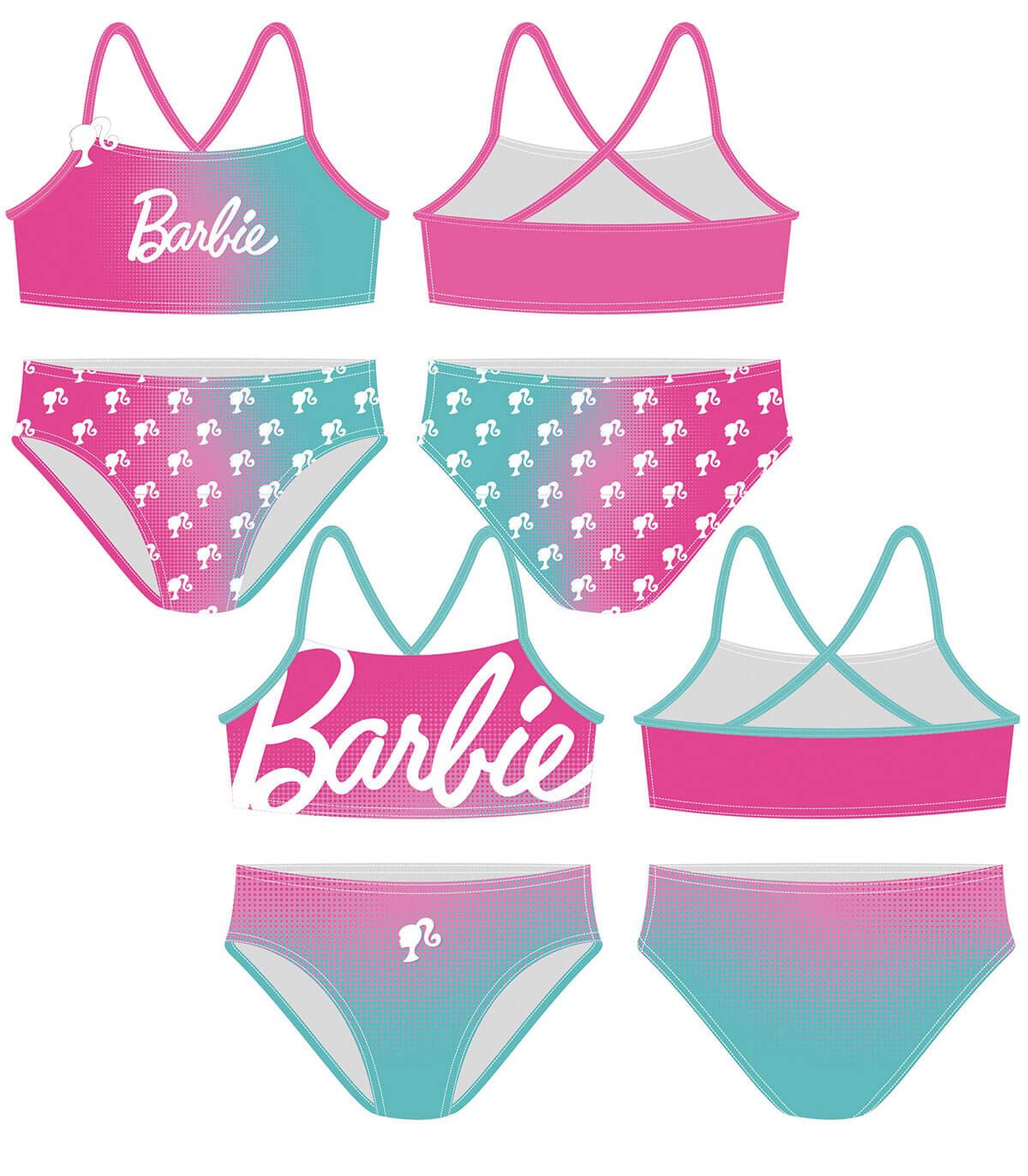 Детски бански 2 части barbie 2-4-6 год.