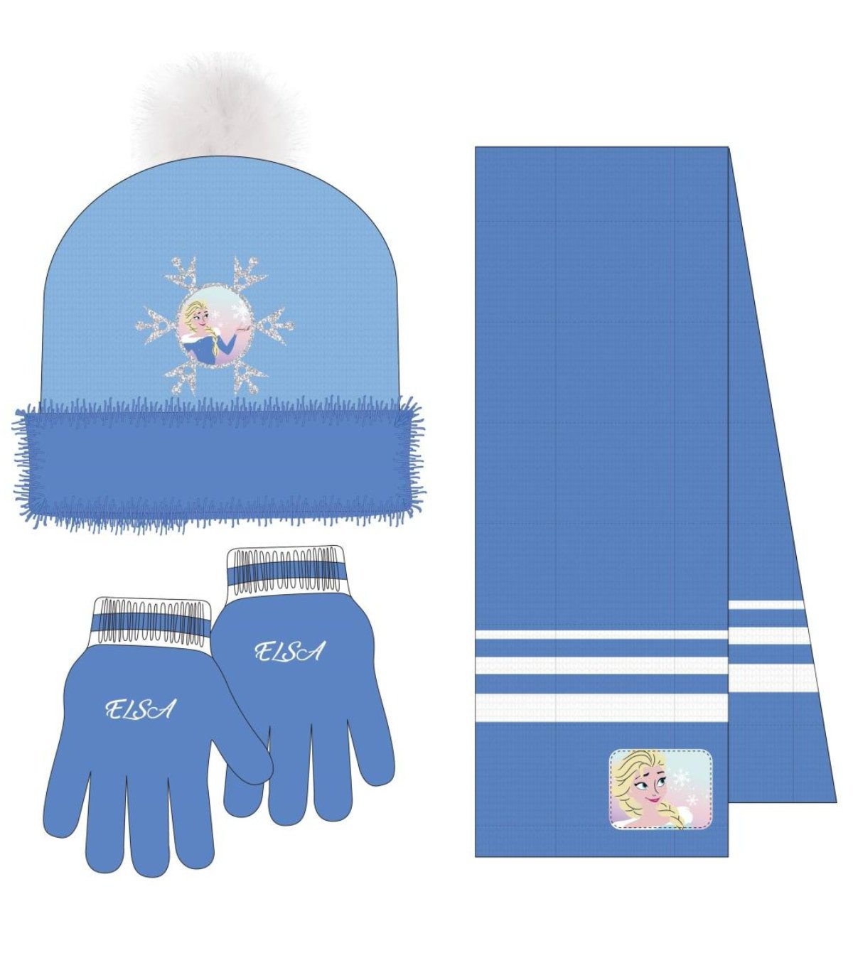 Детска шапка с шал и ръкавици frozen