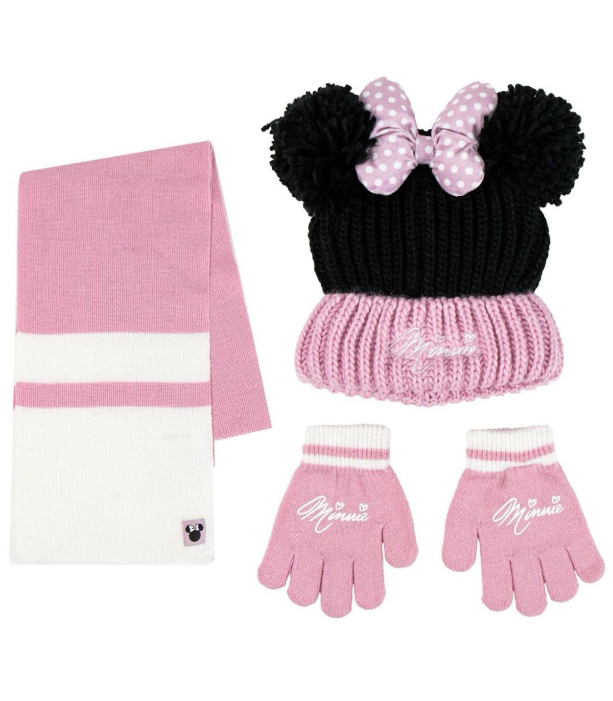 Детска шапка с шал и ръкавици minnie