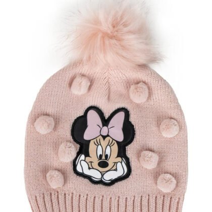 Детска плетена шапка с топченца minnie