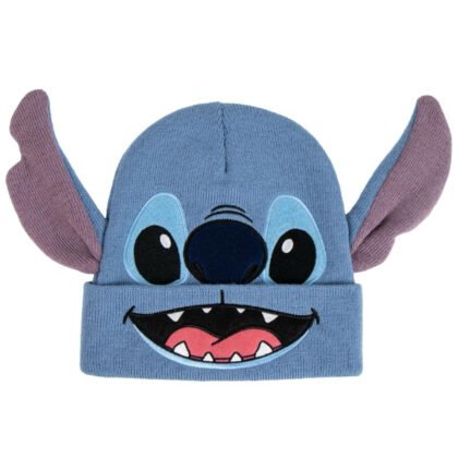 Детска зимна шапка stitch с уши синя