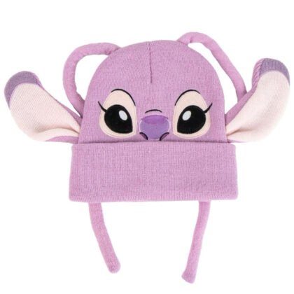Детска зимна шапка stitch с уши розова