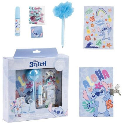 Детски дневник с катинар и аксесоари stitch