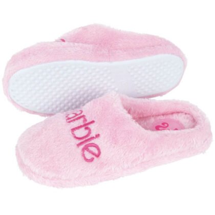 Плюшени домашни пантофи с бродерия barbie 36-41