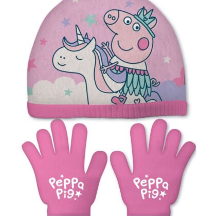 Детска шапка 48/51 + ръкавици peppa pig