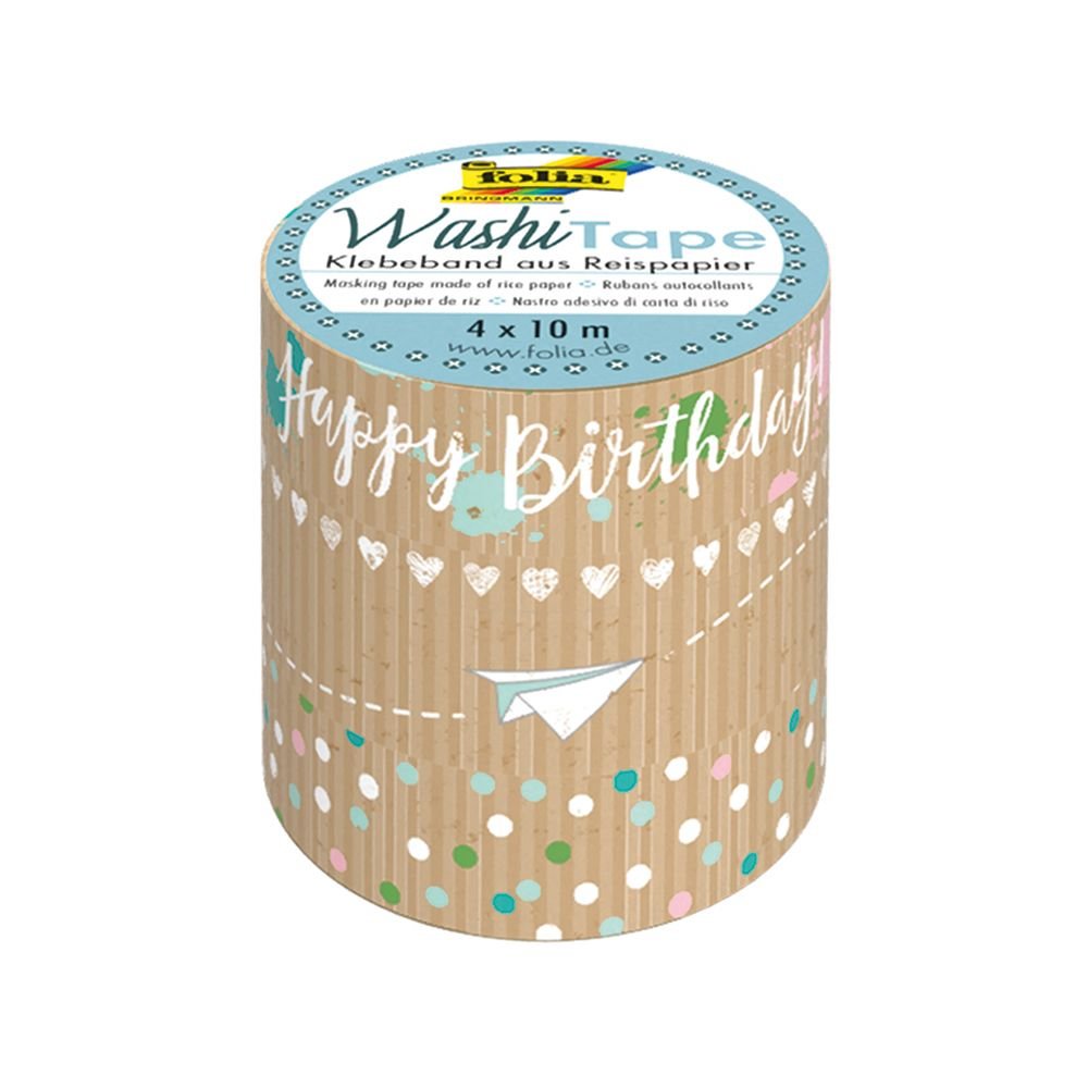 Tиксо WASHI TAPE, крафт хартия, Рожден ден II