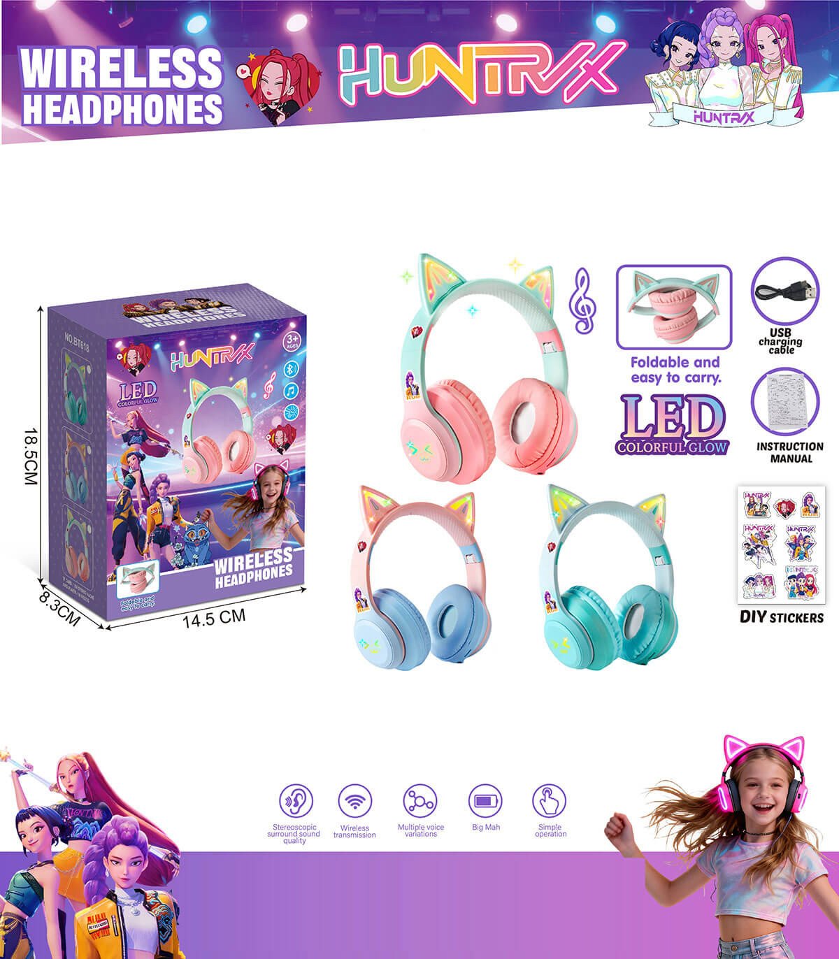 K-pop слушалки с ушички и bluetooth