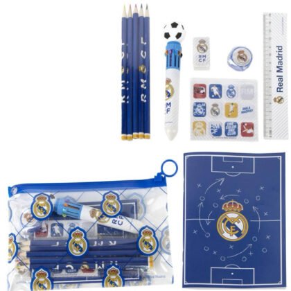 Книжка за рисуване + ученически принадлежности в несесер real madrid