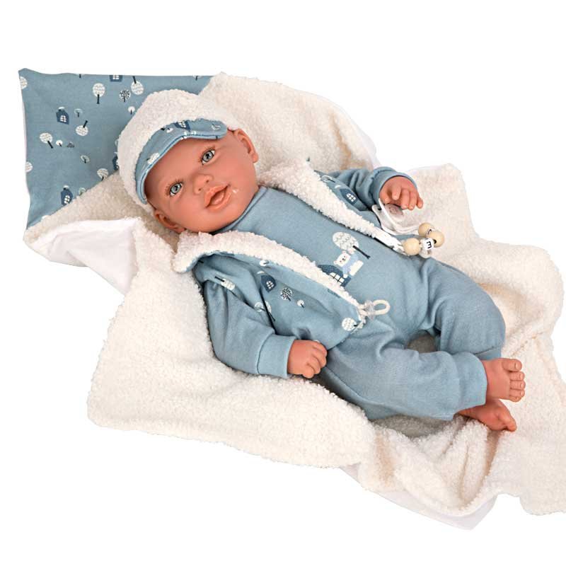 Кукла-бебе Бруно със син костюм и аксесоари - 45 см - Image 7