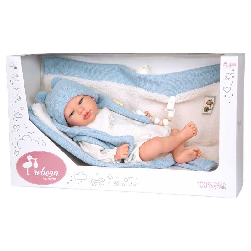 Кукла-бебе Мартин с пухено одеяло в синьо - 40 см - Image 2