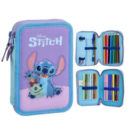 Несесер с 2 отделения и училищни пособия stitch розов