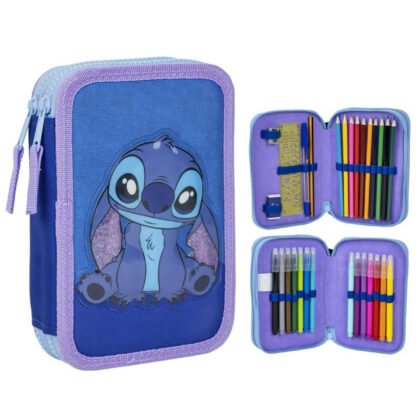 Несесер с 2 отделения и училищни пособия stitch син