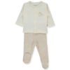 F1442 Пижама 2ч ORG BORN WITH LOVE BEIGE 3-6M