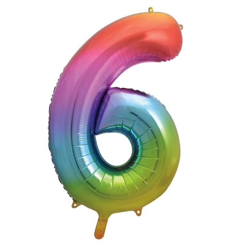 56806 Фолиев балон цифра 6 Rainbow, 86см.