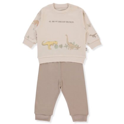 F1432 Пижама 2ч. ME AND DUDES BROWN 12-18M