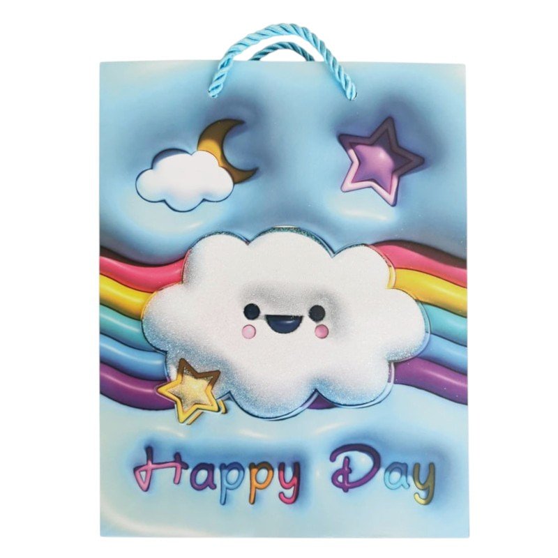 1049L,3D Подаръчна торбичка синя happy day