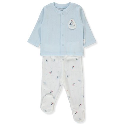 F1469 Пижама 2ч. PALM IN THE SEA 3-6m/68cm BLUE