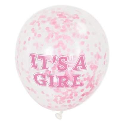 Балон 6бр. с розови конфети “It`s a Girl“ 30см.