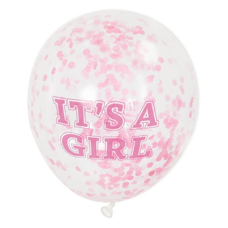 Балон 6бр. с розови конфети “It`s a Girl“ 30см.