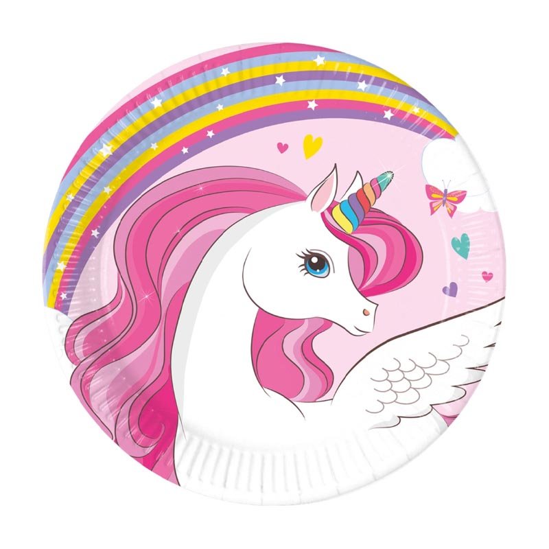 93758 Хартиени чинии 20см.UNICORN RAINBOW