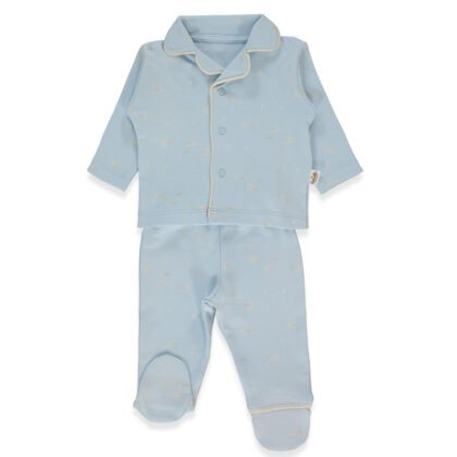 F1448 Пижама 2ч ORGANIC SLEEPY SHEEPY BLUE 3-6М