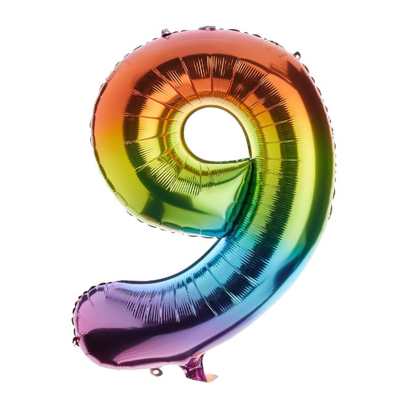 56809 Фолиев балон цифра 9 Rainbow, 86см.