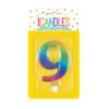 19639 Свещ за рожден ден №9 Rainbow