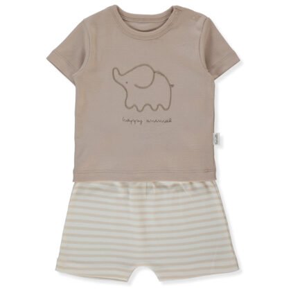 F1477 Пижама 2 ч. HAPPY ANIMAL 3-6m/68cm BEIGE
