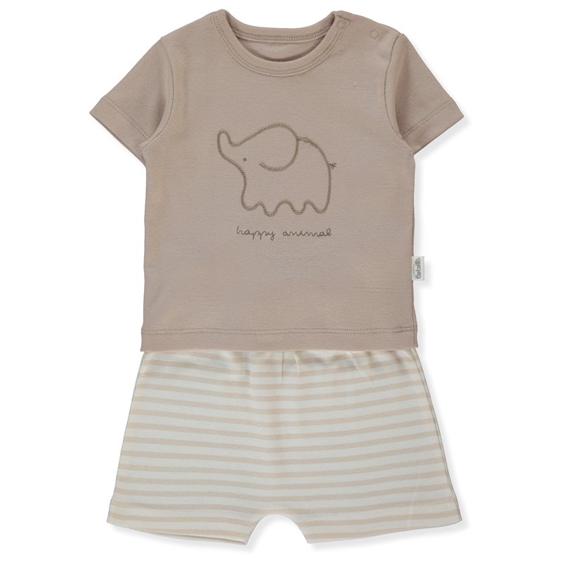 F1477 Пижама 2 ч. HAPPY ANIMAL 3-6m/68cm BEIGE