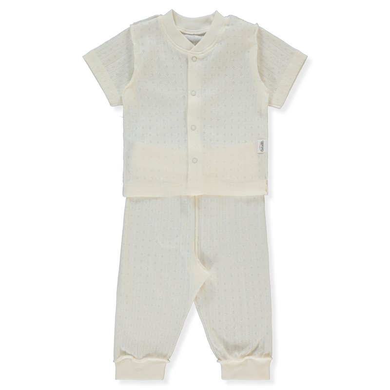 F1466 Пижама 2ч. BASIC/26 1-3m/62cm ECRU
