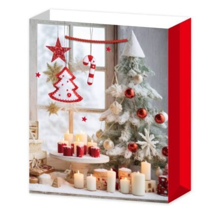 958XXL Торбичка Коледна бяла елха и свещи