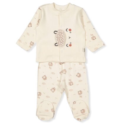F1425 Пижама 2ч little lamb Екрю 0-1м/56см