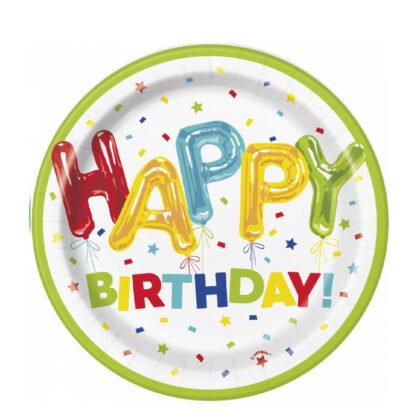 Хартиени чинийки 8бр. Happy Birthday 18см.