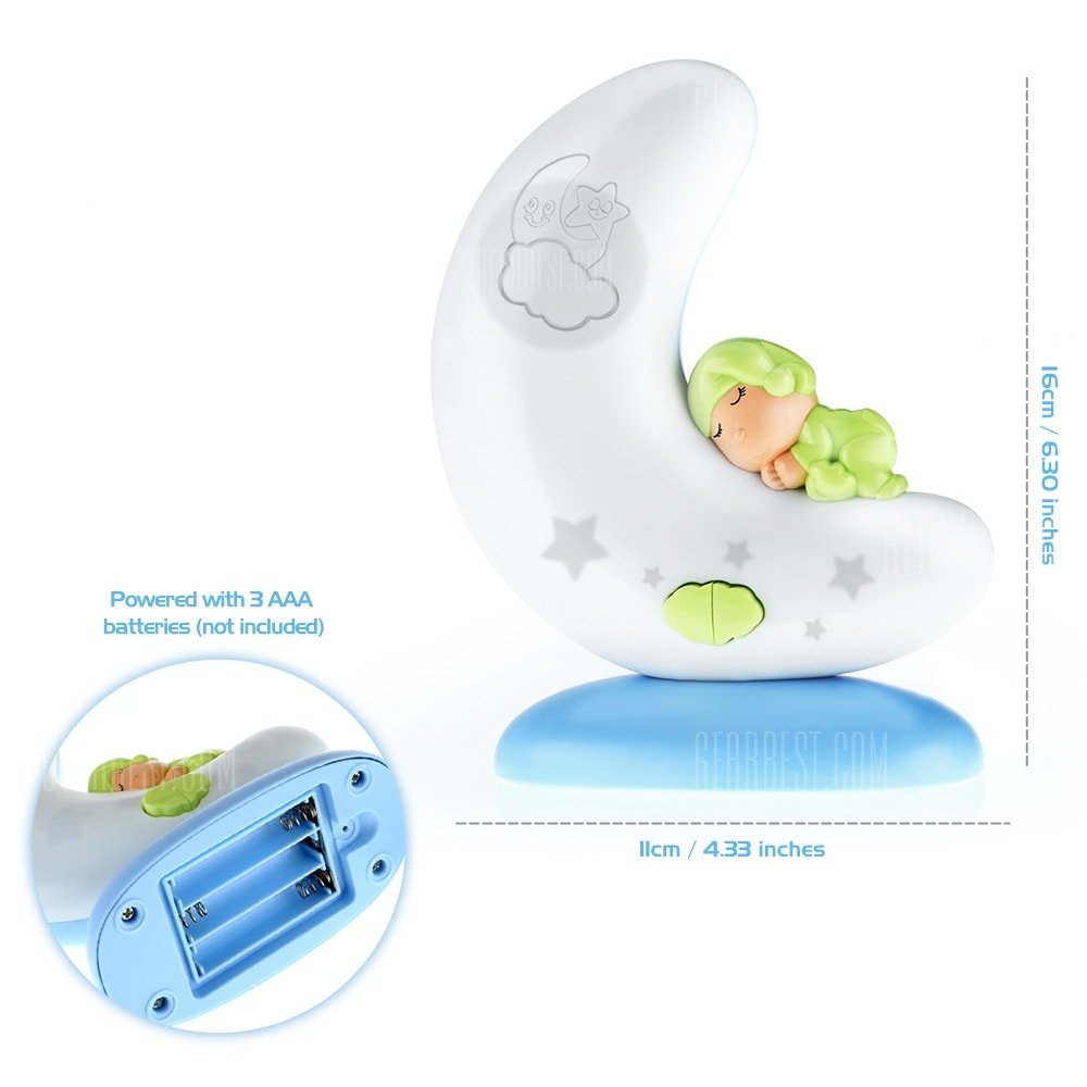 Бебешка лампа с BLUETOOTH Луна музикална синя - Image 3