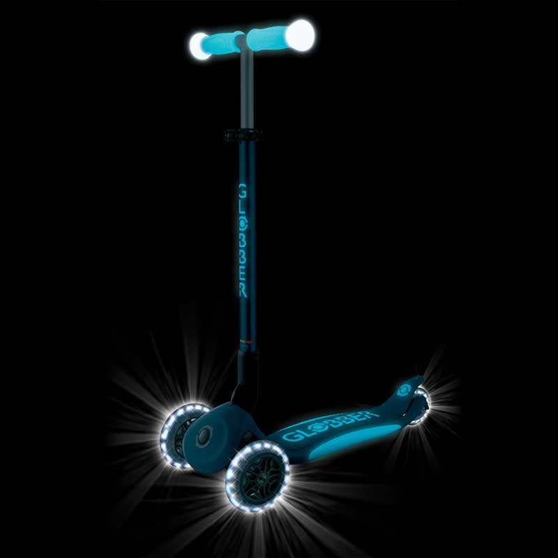 Сгъваема тротинетка със светещи дръжки ELITE GLOW LIGHTS, петролено синя - Image 3