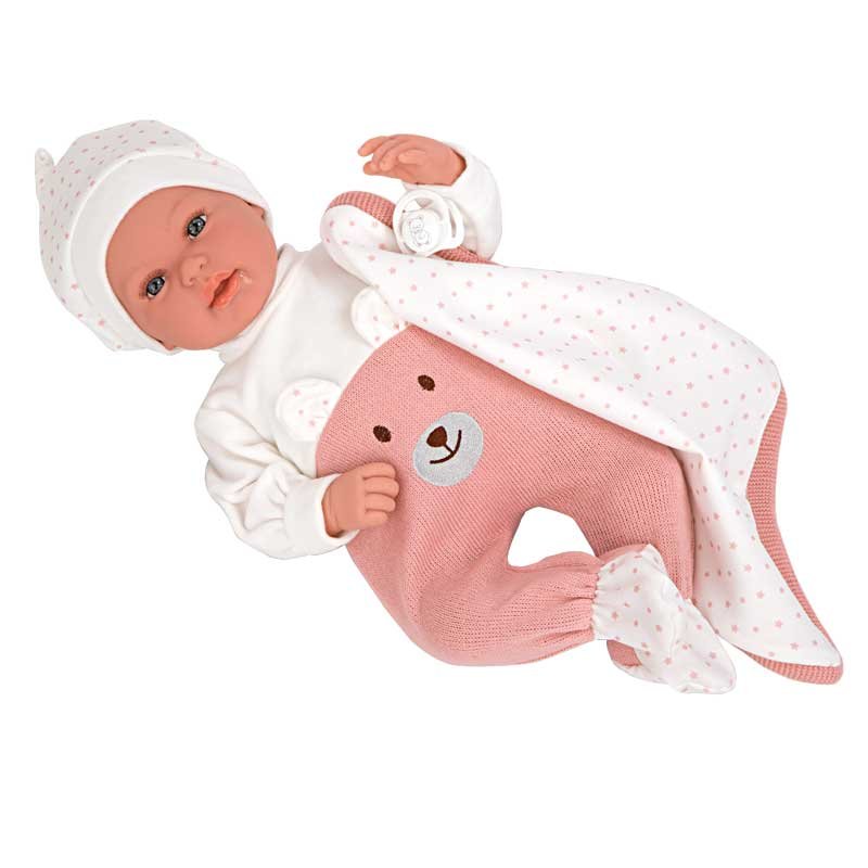 Смееща се кукла-бебе Миси с розова пелена - 45 см - Image 4