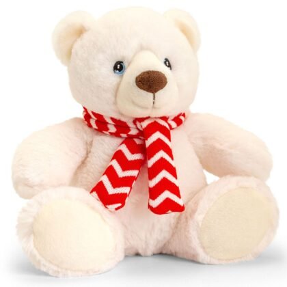 Keel Toys, Полярна мечка с шалче, плюшена играчка, 25 см