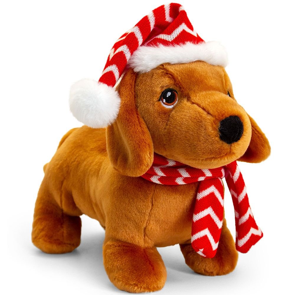 Keel Toys, Куче дакел с коледен костюм, плюшена играчка, 25 см - Image 4
