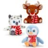 Keel Toys, Коледни животни със шалче, плюшена играчка, 16 см