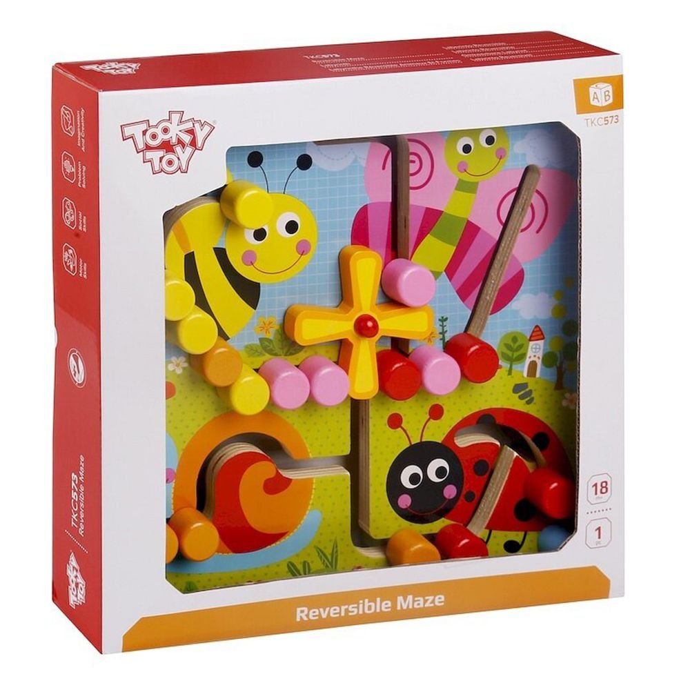 Tooky Toy, Дървен лабиринт с две лица, Форми, животни и цветове - Image 5