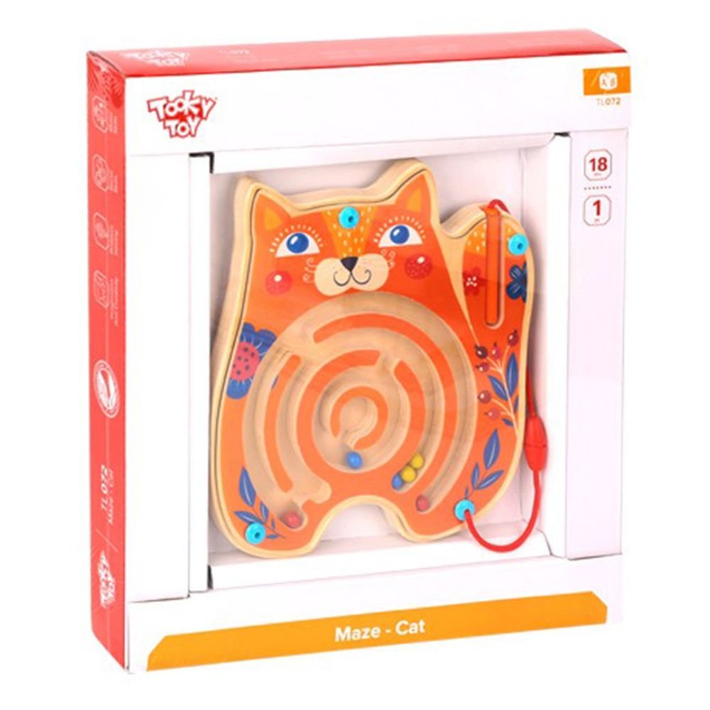 Tooky Toy, Дървен лабиринт с топчета, Коте - Image 3