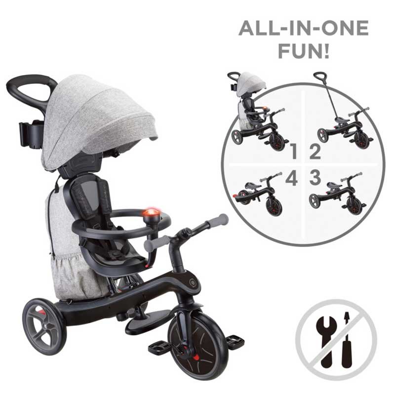 Триколка 4 в 1 GLOBBER EXPLORER TRIKE DELUXE PLAY със сенник в черен цвят - Image 10
