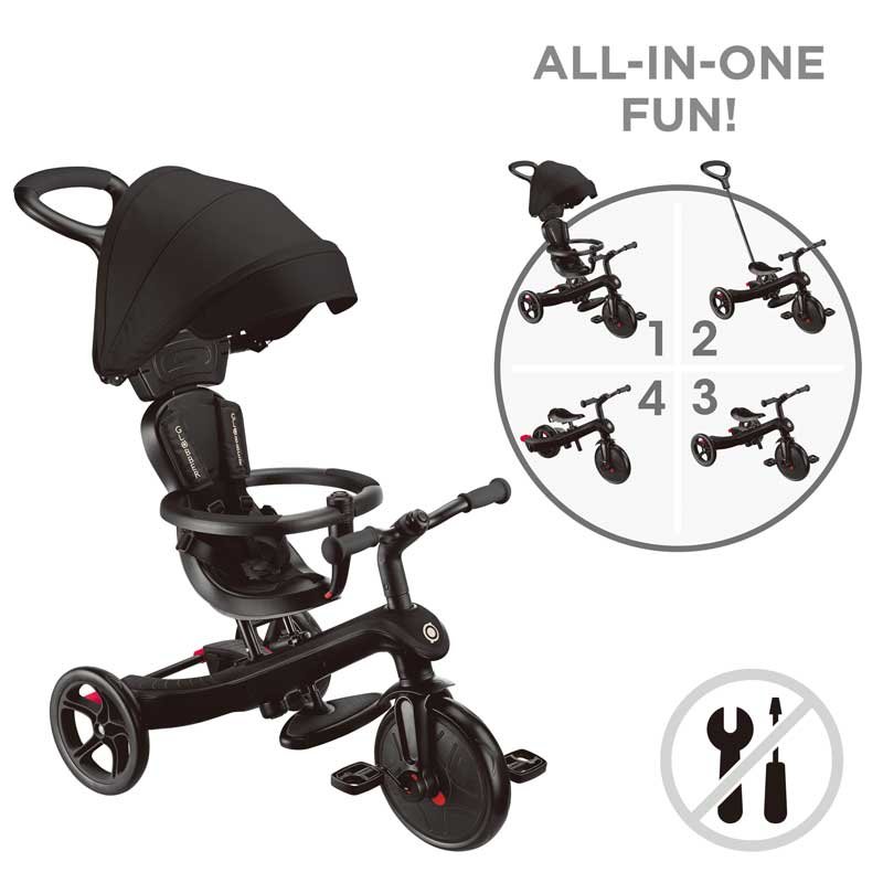 Триколка 4 в 1 GLOBBER EXPLORER TRIKE със сенник, черна - Image 9