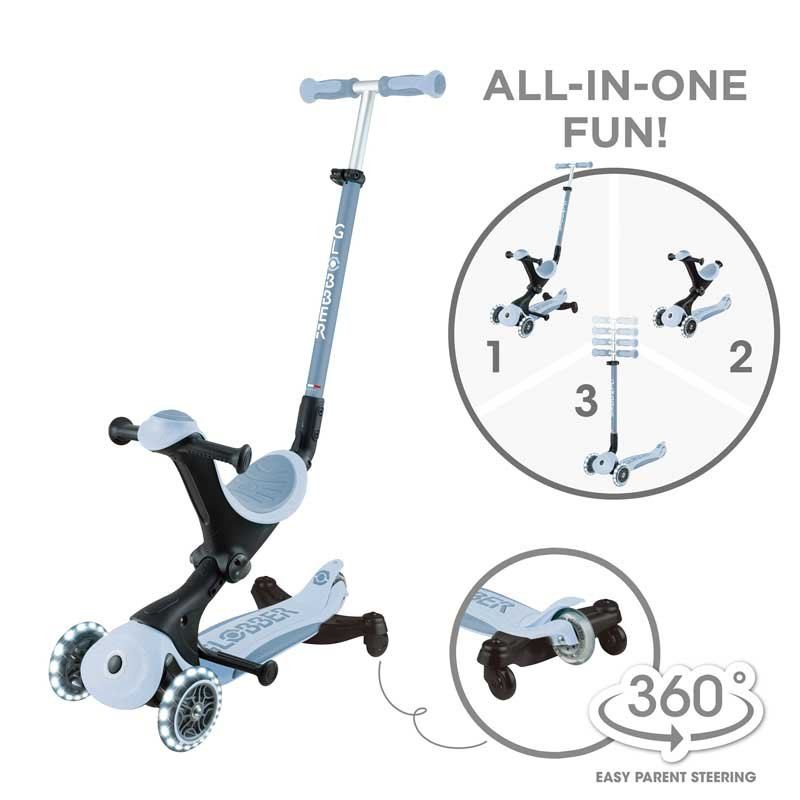 Тротинетка със седалка 5 в 1 GLOBBER GO UP DELUXE LIGHTS ECOLOGIC 360° - пастелно синя - Image 8