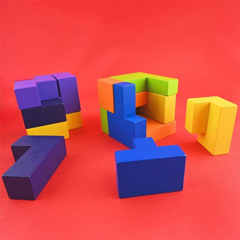 Занимателен детски 3D дървен пъзел-куб - Image 2