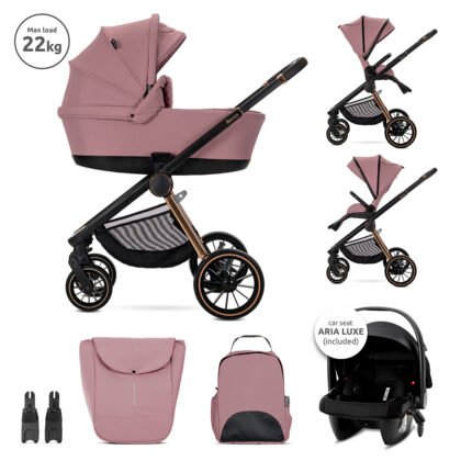 Детска количка Bianca Pink 3 в 1 до 22 кг с кош за новор